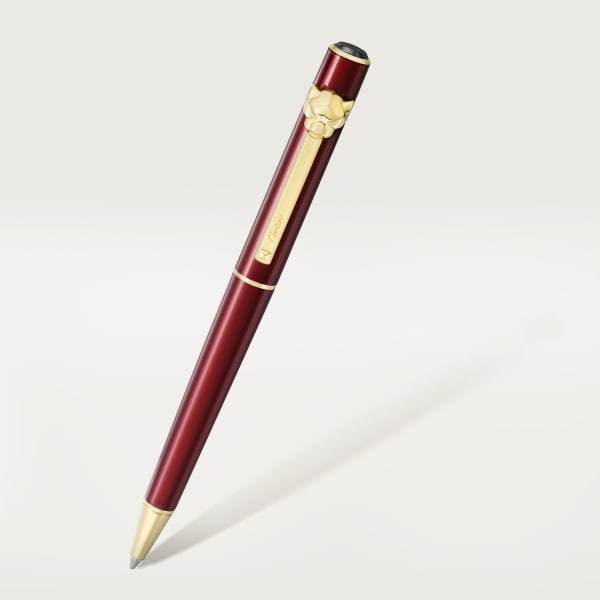 パンテール ドゥ カルティエ ボールペン SM、バーガンディカラーラッカー、ゴールドフィニッシュ