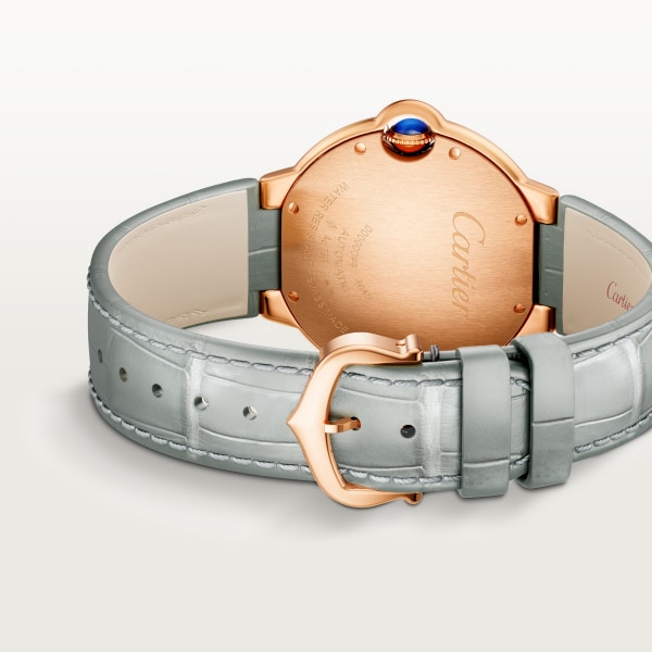 バロン ブルー ドゥ カルティエ ウォッチ 36mm、自動巻きムーブメント、ピンクゴールド、ダイヤモンド、レザーストラップ