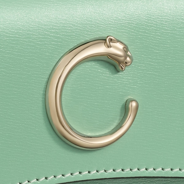 パンテール ドゥ カルティエ トップハンドルバッグ マイクロ セージグリーン カーフスキン、ゴールドフィニッシュ