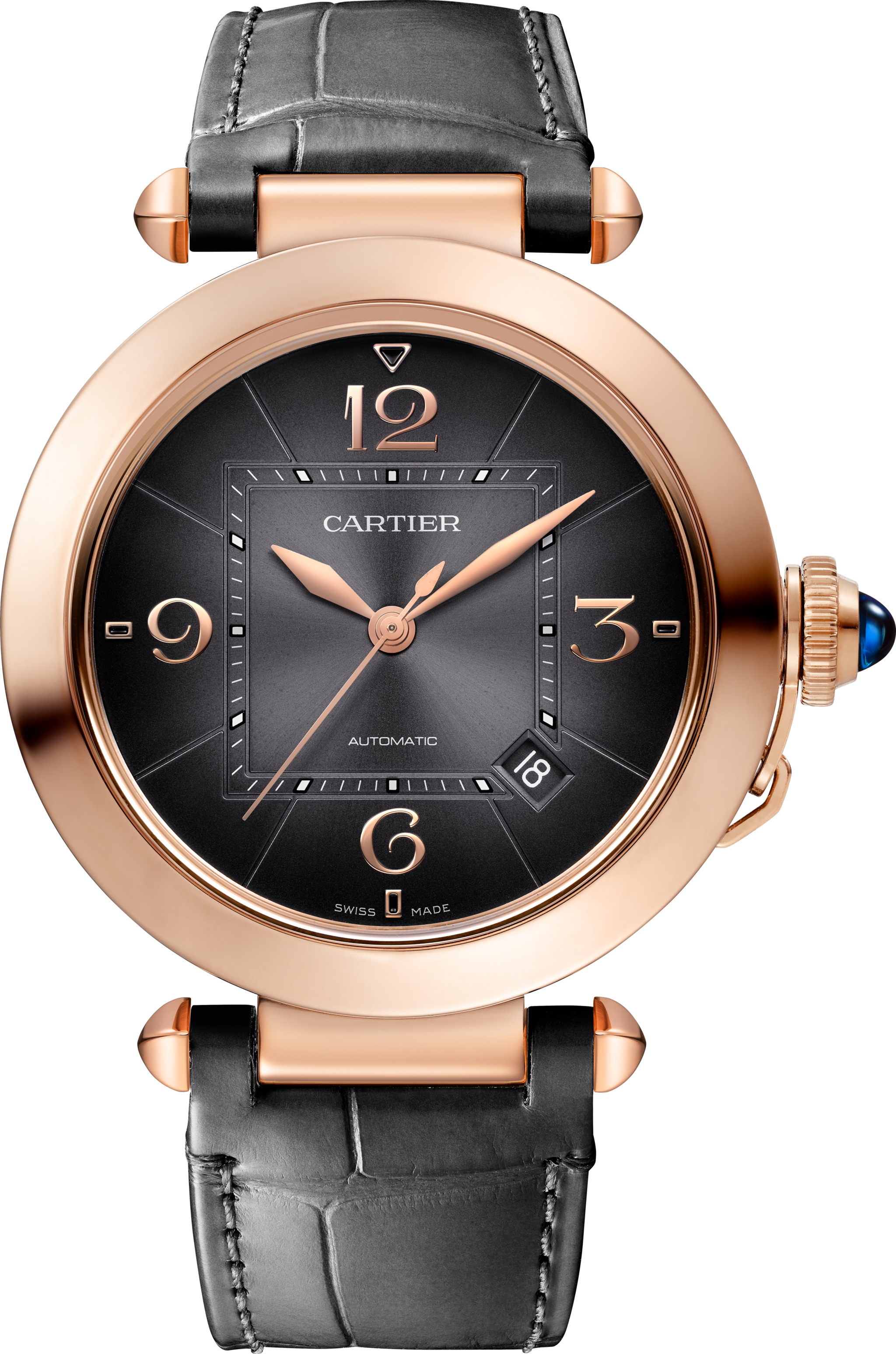 パシャ ドゥ カルティエ ウォッチ41mm、自動巻き、ピンクゴールド、（交換可能）レザーストラップ2本