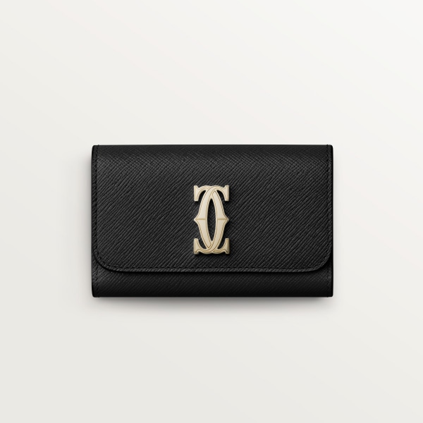 【日本限定】 キーケース C ドゥ カルティエ  ブラック テクスチャー カーフスキン、ゴールドフィニッシュ