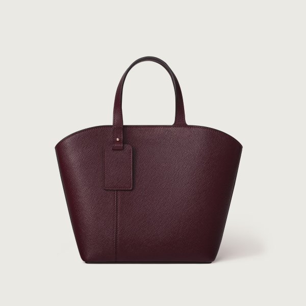 ミニ トートバッグ C ドゥ カルティエ  グレープ テクスチャード カーフスキン、エンブロイダリー、ピンクゴールド フィニッシュ