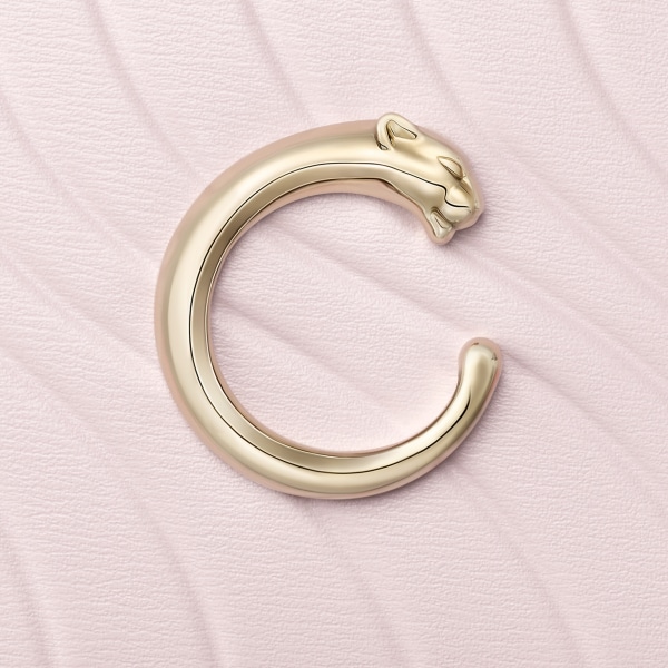 カード ホルダー パンテール C  ペタルピンク カーフスキン、「Cartier」ロゴのエンボス加工、ゴールドフィニッシュ