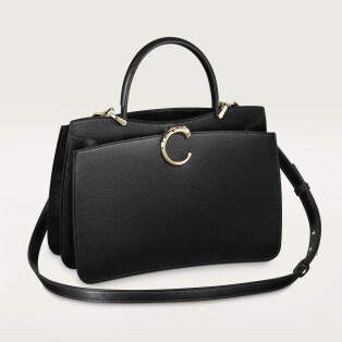 スモール バッグ パンテール C  ブラック カーフスキン、ゴールドフィニッシュ