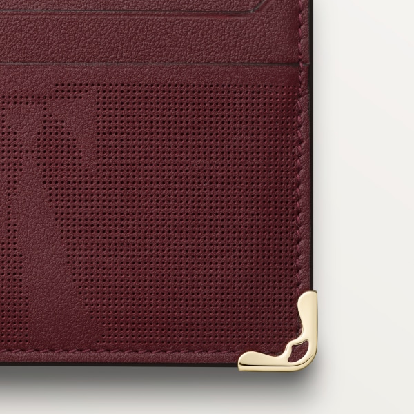 カード ホルダー マスト  XLロゴ パンチング加工ボルドーカラー カーフスキン、ゴールドフィニッシュ