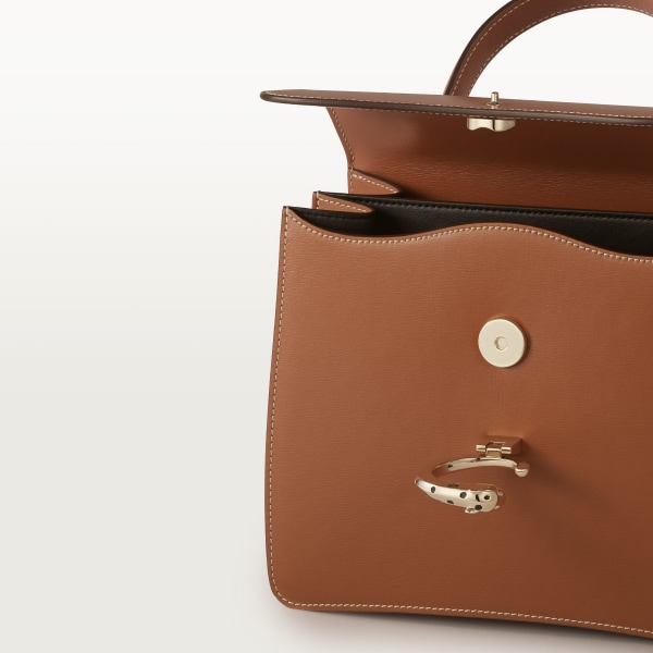 スモール バッグ パンテール C  キャラメル カーフスキン、ゴールドフィニッシュ