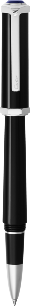 サントス-デュモン ローラーボールペンサントス-デュモン ボールペン、ブラック コンポジット、パラジウム フィニッシュ。サイズ：134x19 mm