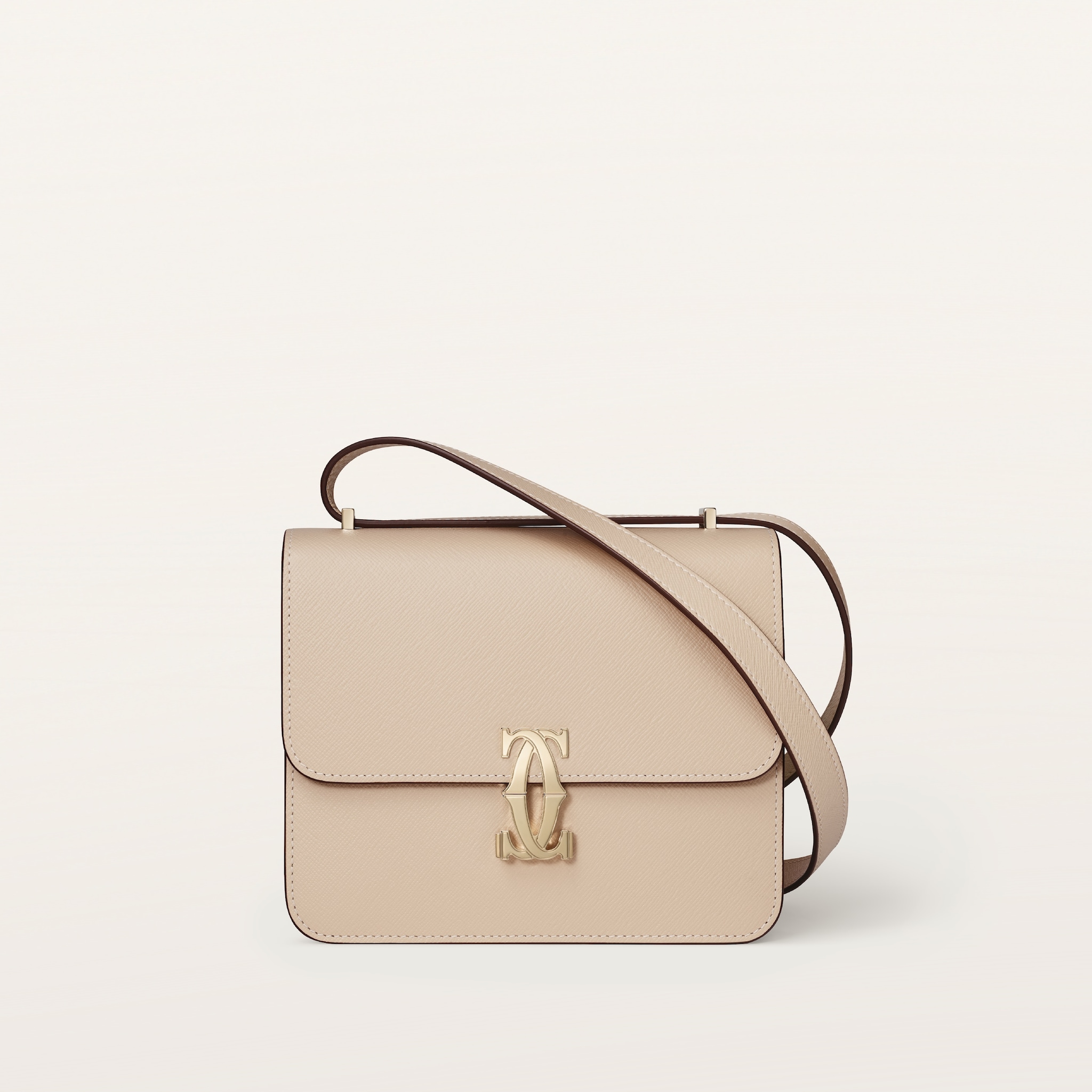 ミニ バッグ C ドゥ カルティエ コードベージュ テクスチャード カーフスキン、ゴールドフィニッシュ