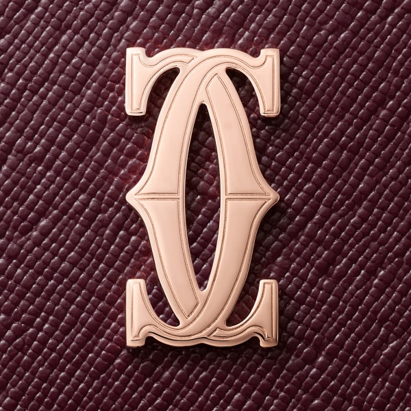 カード ホルダー C ドゥ カルティエ グレープ テクスチャード カーフスキン、ピンクゴールド フィニッシュ