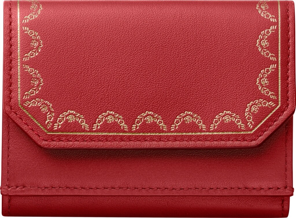 Crl ガーランド ドゥ カルティエ 三つ折りウォレット レッド カーフスキン Cartier