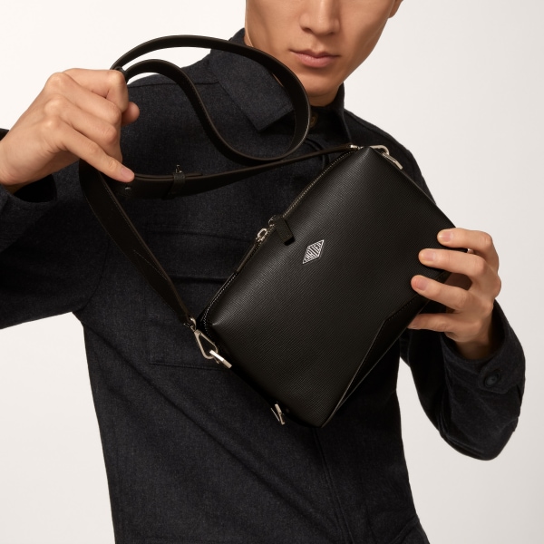 バッグ ロザンジュ  ブラック グレインド カーフスキン、パラジウムフィニッシュ＆エナメル