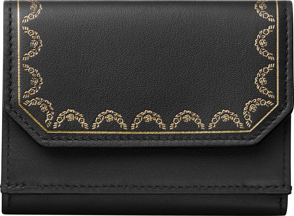 Crl ガーランド ドゥ カルティエ 三つ折りウォレット ブラック カーフスキン Cartier