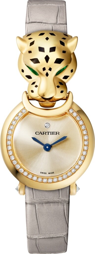 Crhpi パンテール ドゥ カルティエ ウォッチ 22 Mm クォーツ イエローゴールド ダイヤモンド ツァボライト ラッカー レザー Cartier