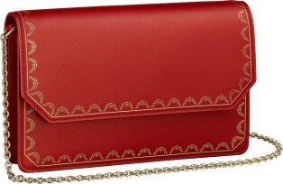 Crl ガーランド ドゥ カルティエ ウォレットバッグ レッド カーフスキン ゴールド フィニッシュ Cartier
