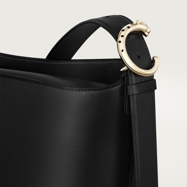 スモール バケットバッグ パンテール C  ブラック グレイン カーフスキン、ゴールドフィニッシュ