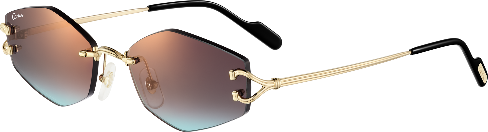 デコール C クラッシック サングラススムース ゴールドフィニッシュ メタル、ボルドーグラデーションレンズ