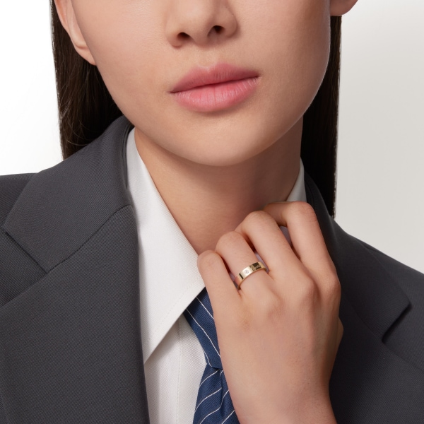 C ドゥ カルティエ ウェディングリング、幅4mm、ダイヤモンド1石 イエローゴールド、ダイヤモンド