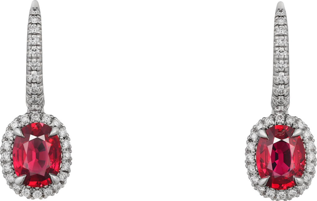カルティエ デスティネ イヤリング、カラーストーンホワイトゴールド、ルビー、ダイヤモンド