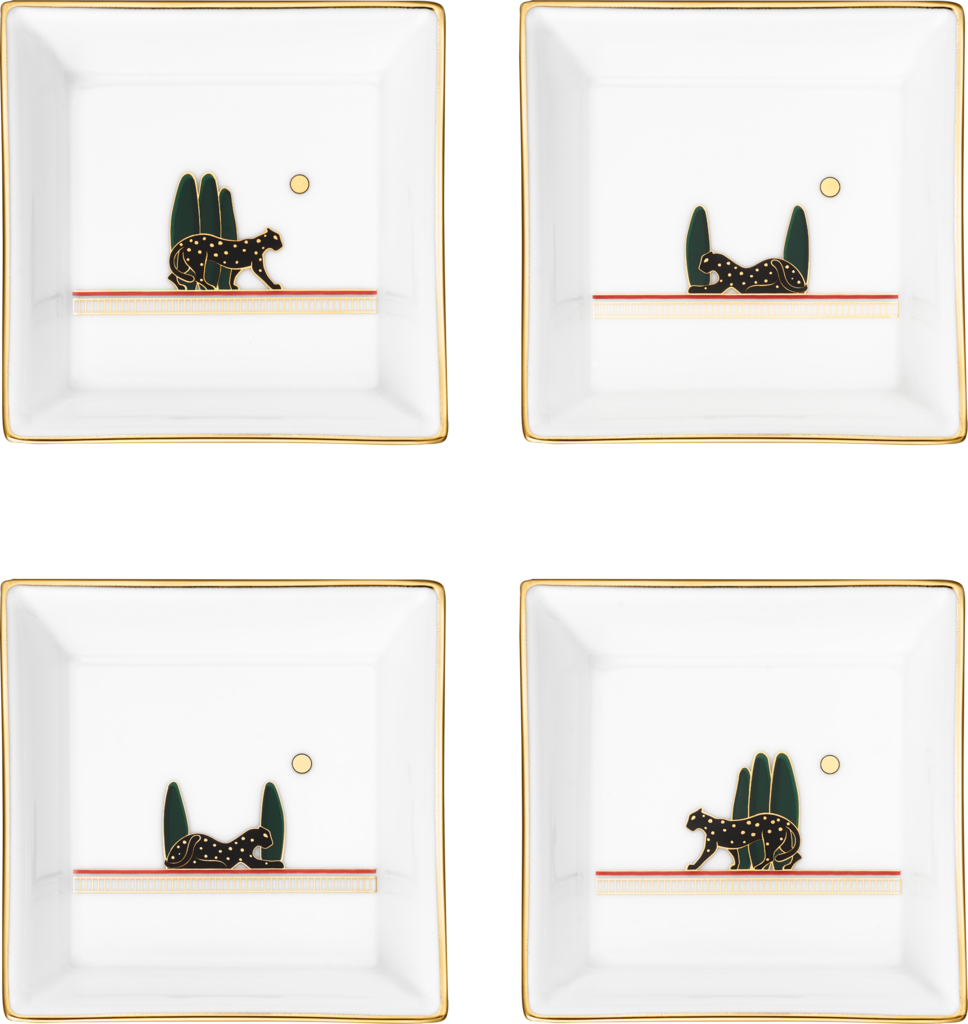 パンテール ドゥ カルティエ トリンケットトレー4枚セット、SMポーセリン