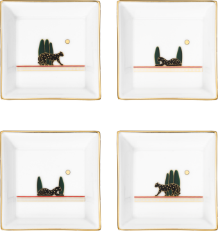 パンテール ドゥ カルティエ トリンケットトレー4枚セット、SM ポーセリン