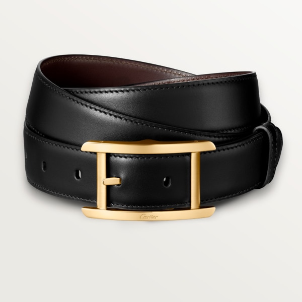 CRL5000600 タンク ドゥ カルティエ ベルト ブラック カウハイド 、ゴールド フィニッシュ バックル Cartier