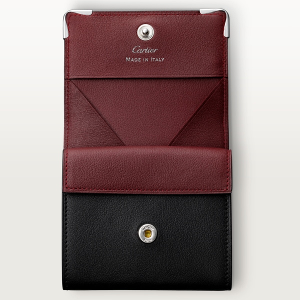 CRL3001372 マスト ドゥ カルティエ スクエア コインケース ブラック カーフスキン、ステンレススティール フィニッシュ  Cartier