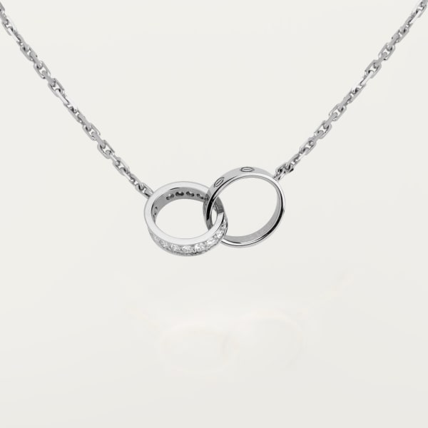 Love ネックレス、セミパヴェ ホワイトゴールド、ダイヤモンド