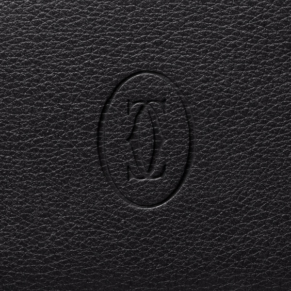 ウォレット マスト  ブラック カーフスキン、ステンレススティール フィニッシュ