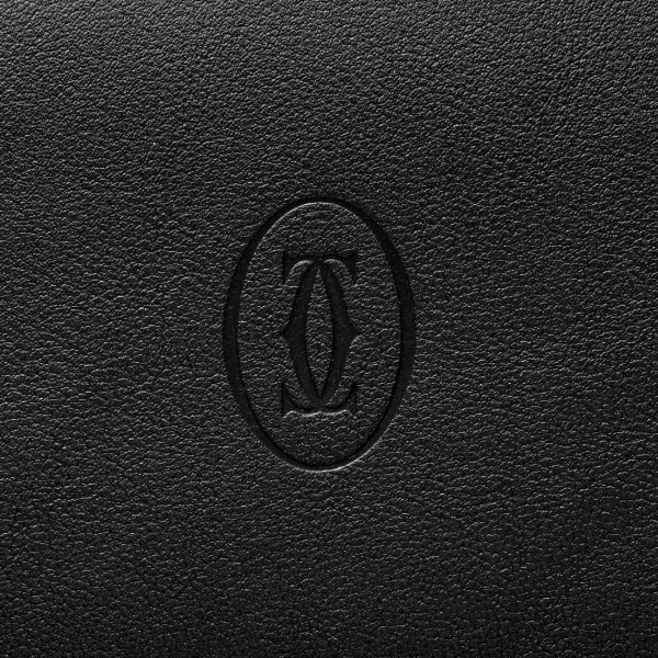 ウォレット マスト  ブラック カーフスキン、ステンレススティール フィニッシュ