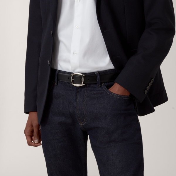 ドライブ ドゥ カルティエ ベルト ブラック　カウハイド、パラジウム フィニッシュ バックル