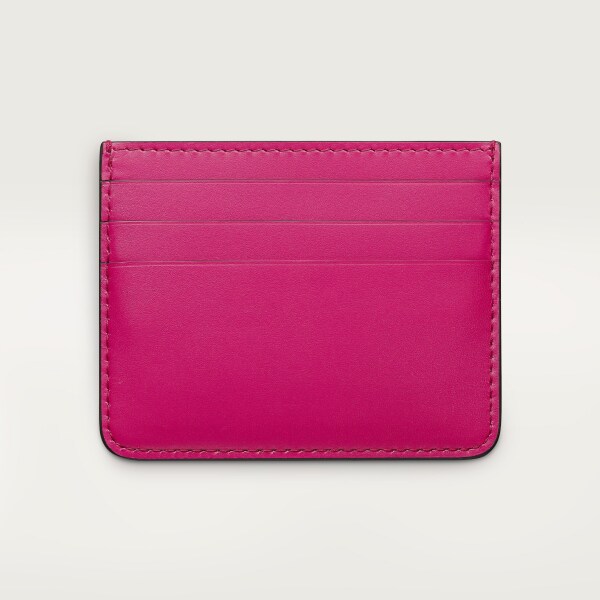 シンプルカードホルダー、C ドゥ カルティエ フューシャ カーフスキン、ゴールド＆フューシャのエナメル仕上げ