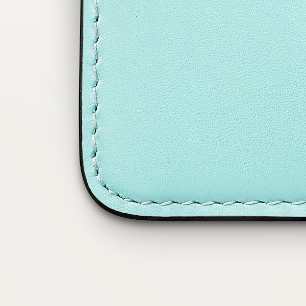 シンプルカードホルダー、C ドゥ カルティエ ミント カーフスキン、ゴールド＆ミントのエナメル仕上げ