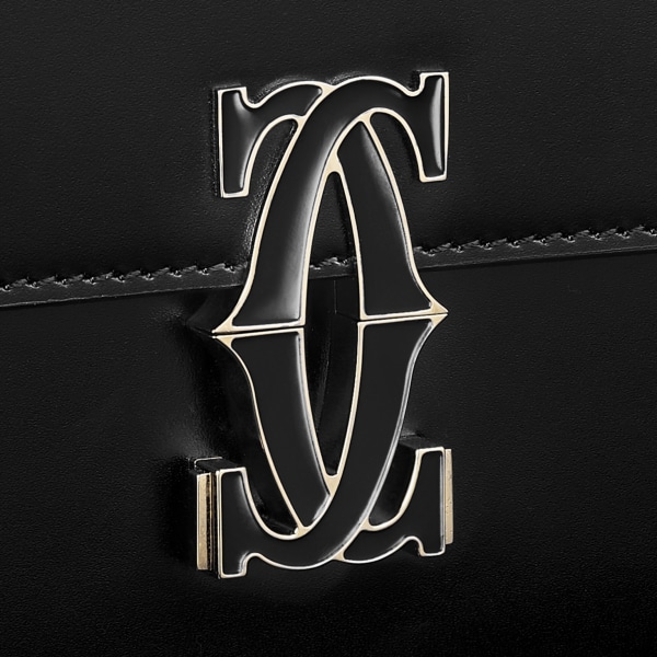 ミニ バッグ C ドゥ カルティエ  ブラック カーフスキン、ゴールド＆ブラックのエナメルフィニッシュ