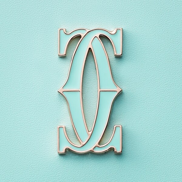 シンプルカードホルダー、C ドゥ カルティエ ミント カーフスキン、ゴールド＆ミントのエナメル仕上げ