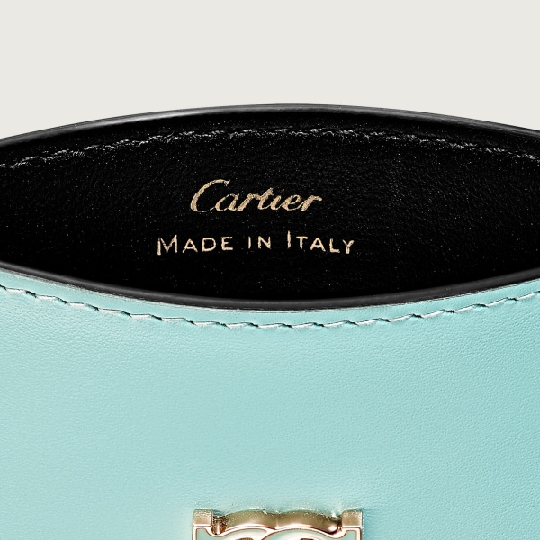 シンプルカードホルダー、C ドゥ カルティエ ミント カーフスキン、ゴールド＆ミントのエナメル仕上げ