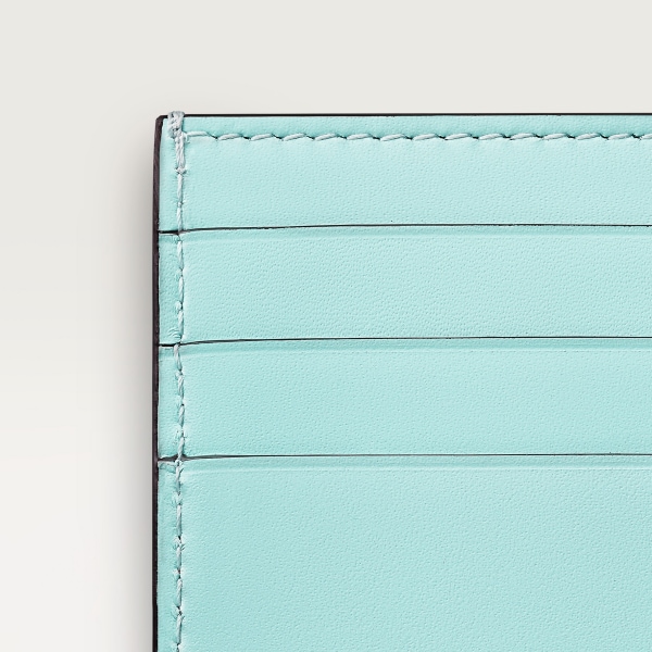 シンプルカードホルダー、C ドゥ カルティエ ミント カーフスキン、ゴールド＆ミントのエナメル仕上げ