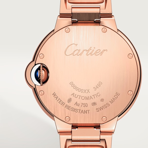 バロン ブルー ドゥ カルティエ ウォッチ 33 mm、自動巻きメカニカルムーブメント、ピンクゴールド、ダイヤモンド
