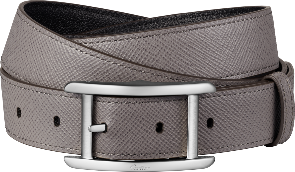 タンク ベルトブラック＆アッシュグレー カウハイド、パラジウムフィニッシュ バックル