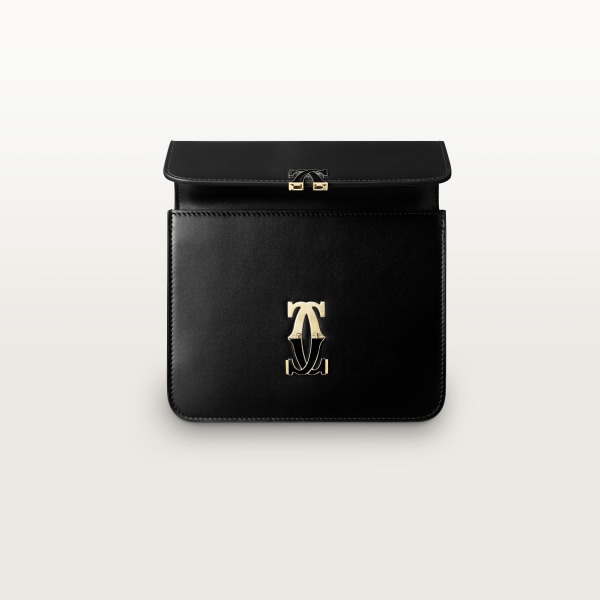 ミニ バッグ C ドゥ カルティエ  ブラック カーフスキン、ゴールド＆ブラックのエナメルフィニッシュ