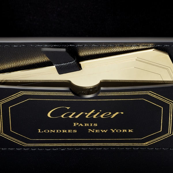 ガーランド ドゥ カルティエ ウォレットバッグ ブラック カーフスキン、ゴールド フィニッシュ