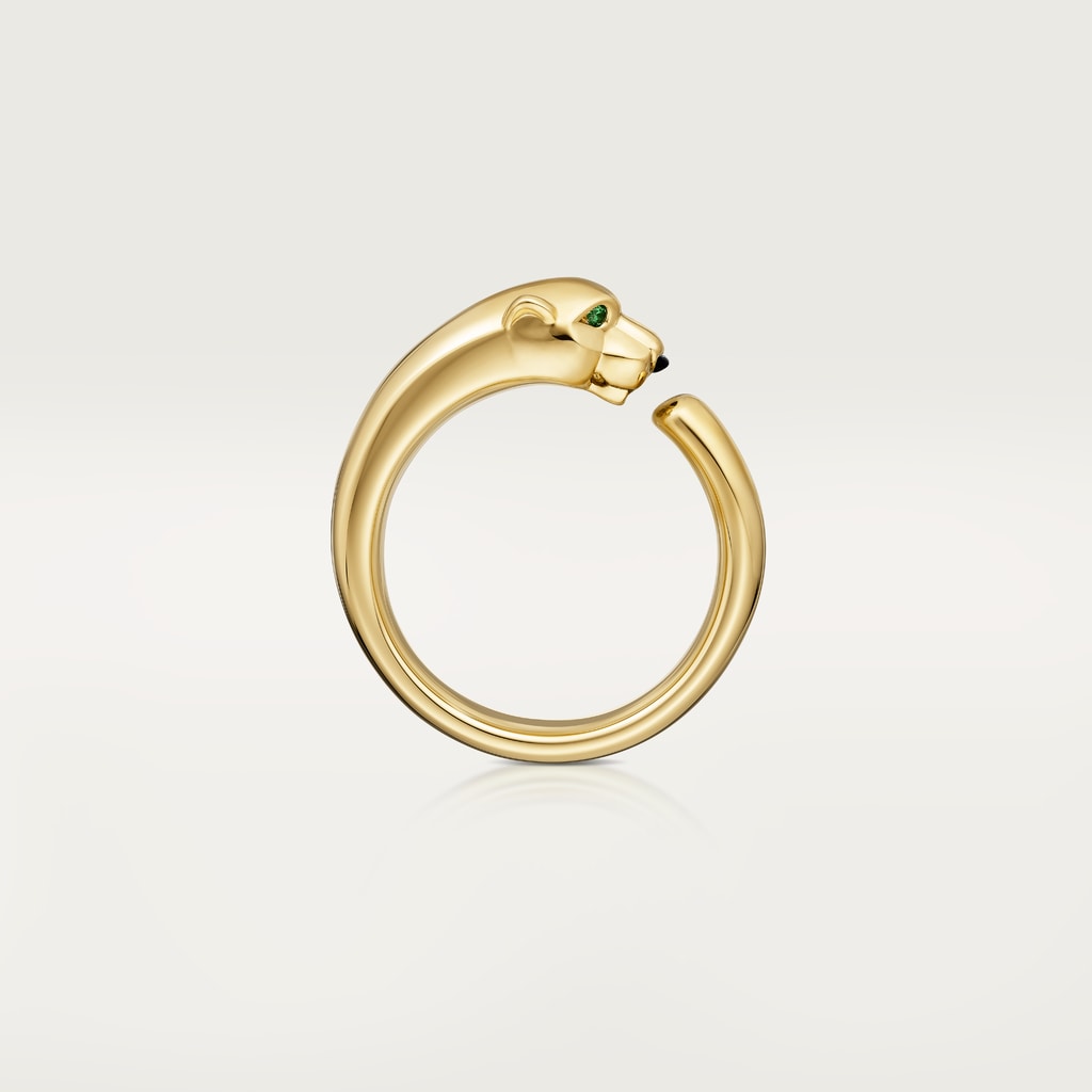 パンテール ドゥ カルティエ リング、スモールモデルイエローゴールド、ツァボライト ガーネット、オニキス