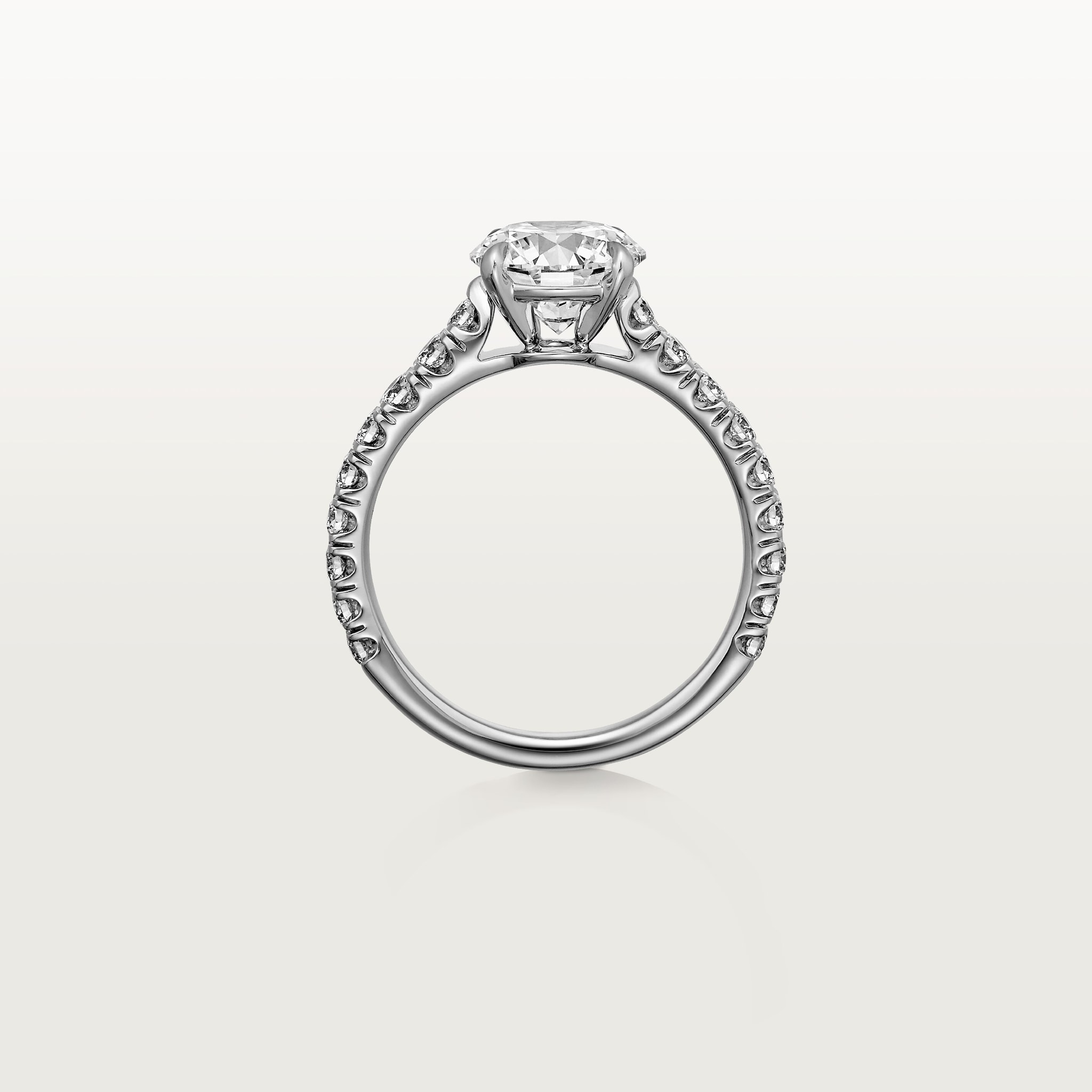 1895 ソリテールリング、ブリリアントカット ダイヤモンド、パヴェセッティング プラチナ、ダイヤモンド