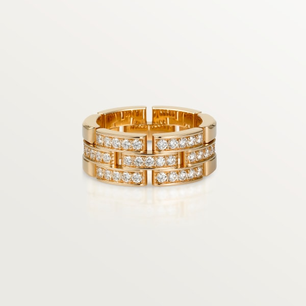 マイヨン パンテール リング、3連、セミパヴェセッティング ピンクゴールド、ダイヤモンド