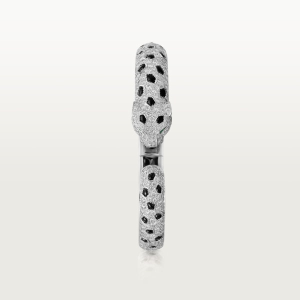 パンテール ドゥ カルティエ ブレスレット、ミディアムモデル、パヴェセッティング ホワイトゴールド、エメラルド、オニキス、ダイヤモンド