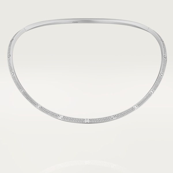 Love トルク ネックレス、パヴェ ホワイトゴールド、ダイヤモンド