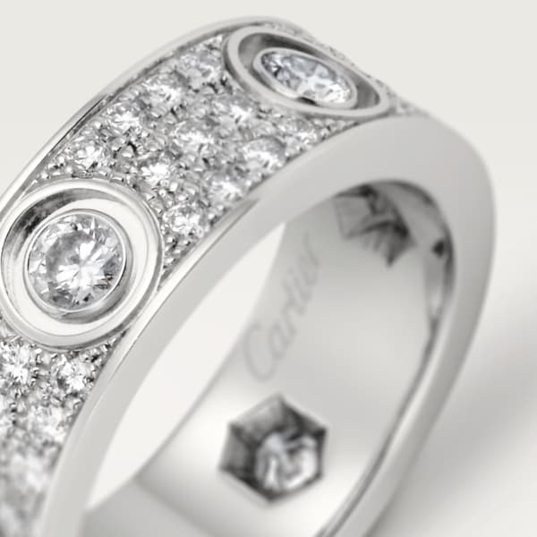 Love リング、クラシックモデル、パヴェ、ダイヤモンド6石 ホワイトゴールド、ダイヤモンド