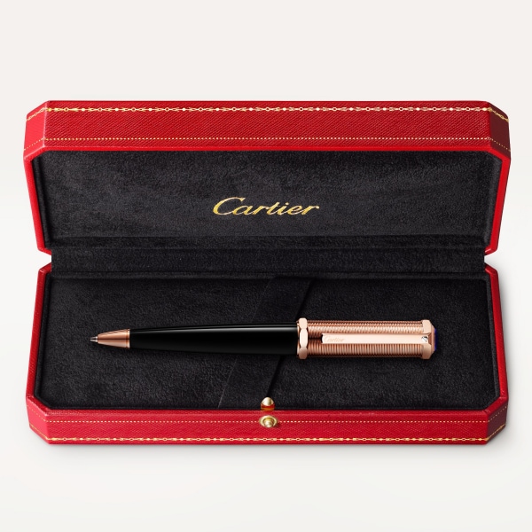 サントス デュモン ボールペン ブラック コンポジット、メタル、ピンクゴールド フィニッシュ