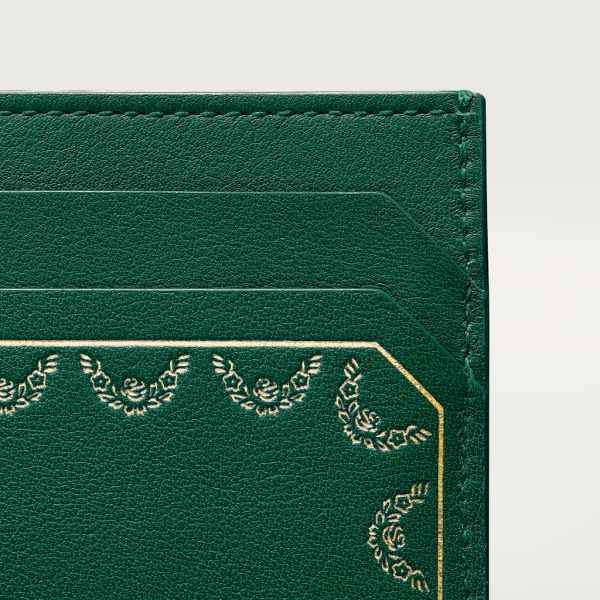 【オンライン限定】ガーランド ドゥ カルティエ シンプル カードホルダー グリーン カーフスキン、ゴールドフィニッシュ