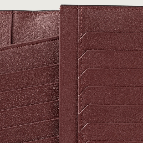 インターナショナル ウォレット、取り外し可能なジップ付5カードホルダー ブラック カーフスキン、パラジウムフィニッシュ