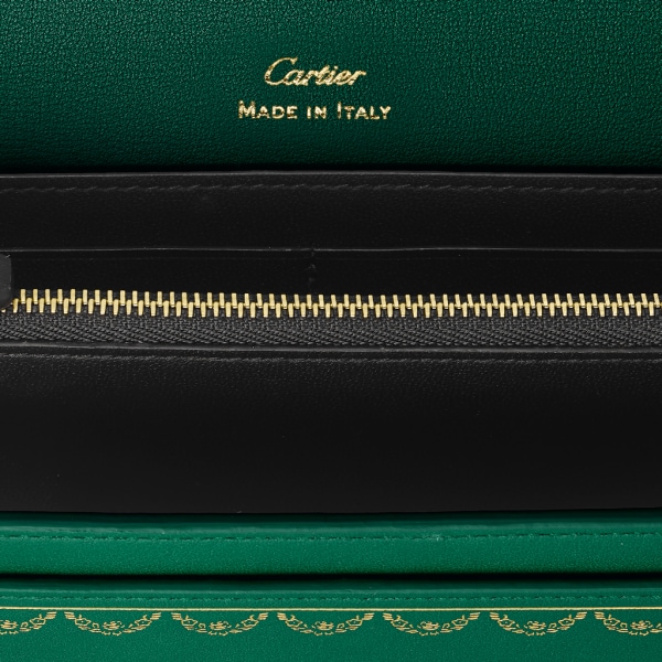【オンライン限定】ガーランド ドゥ カルティエ インターナショナル ウォレット グリーン カーフスキン、ゴールドフィニッシュ
